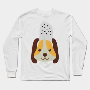 cute doggo with croc on the head orange Long Sleeve T-Shirt